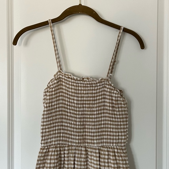 Sim & Sam Gingham Tan and White Dress Spaghetti Strap - XS - Picture 3 of 6